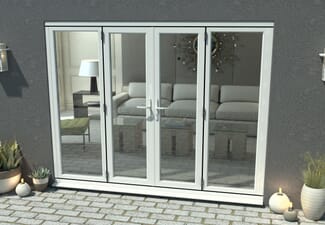 2400mm Open Out White Aluminium French Doors (1200mm Doors + 2 x 600mm Sidelights)