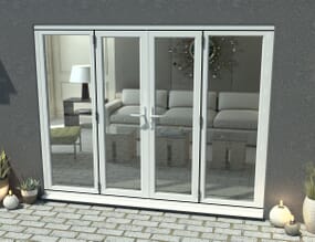 2400mm Part Q Compliant White Aluminium French Doors (1200mm Doors + 2 x 600mm Sidelights)