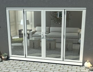 2700mm Open Out White Aluminium French Doors (1500mm Doors + 2 x 600mm Sidelights)