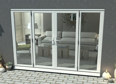 2700mm Open Out White Aluminium French Doors (1500mm Doors + 2 x 600mm Sidelights)