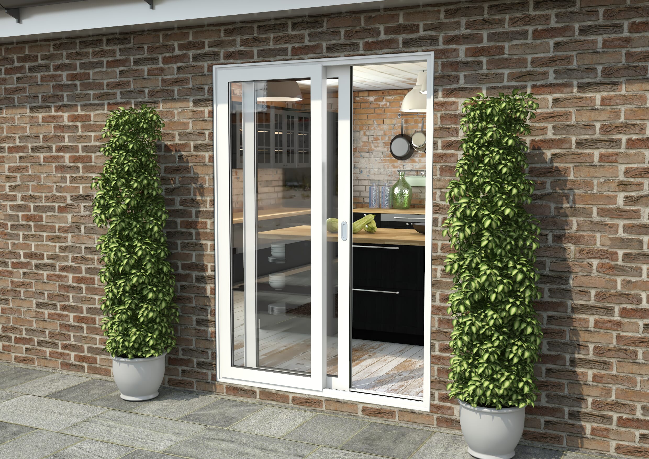 Mm White Aluminium Sliding Doors Rh Sliding Lh Fixed Bifold Doors