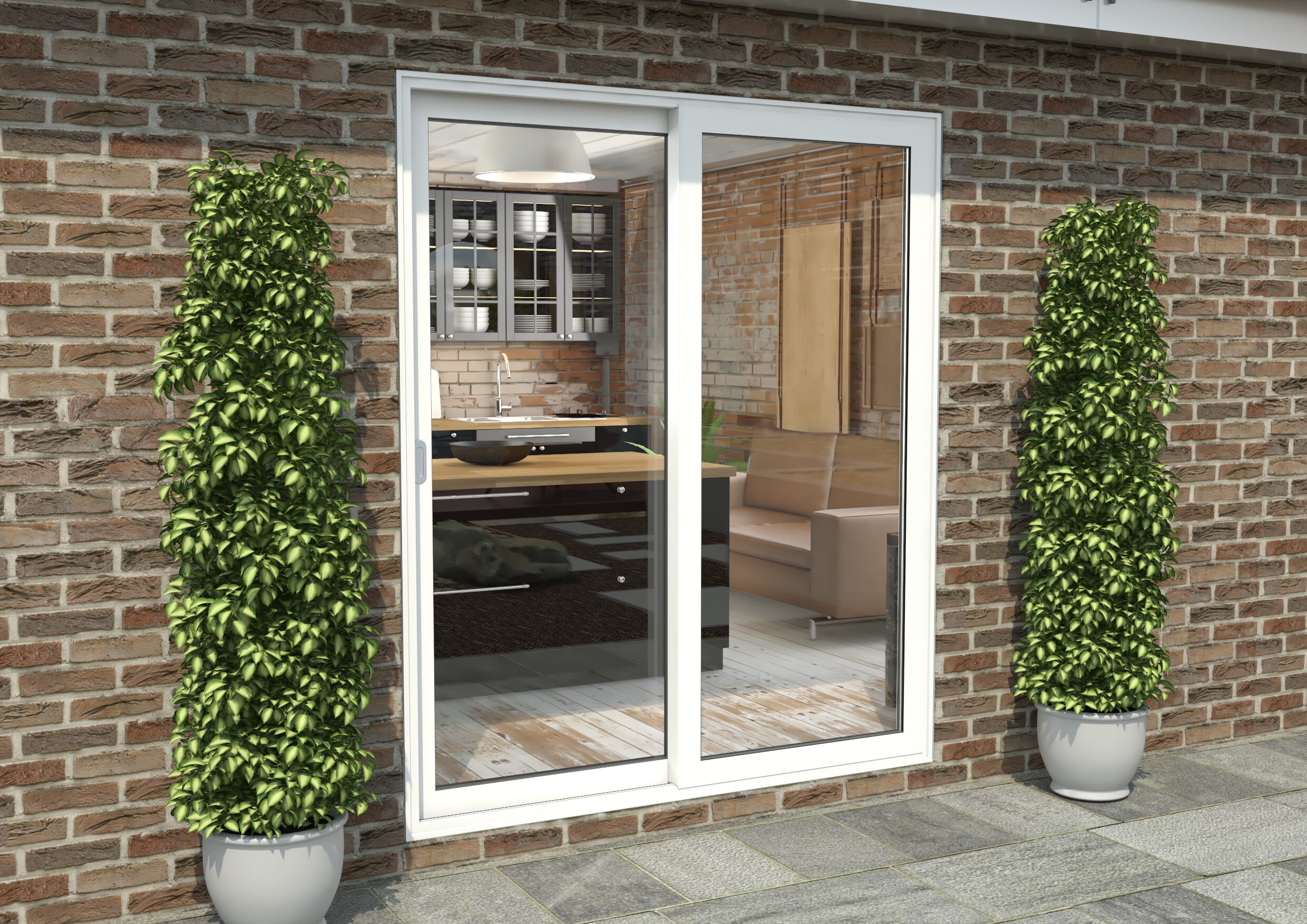 Mm White Aluminium Sliding Doors Lh Sliding Rh Fixed Bifold Doors