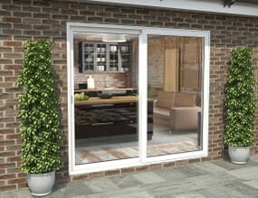 2100mm White Aluminium Sliding Doors LH Sliding / RH Fixed