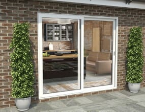 Part Q 2100mm White Aluminium Sliding Doors RH Sliding / LH Fixed