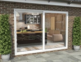 3000mm White Aluminium Sliding Doors LH Sliding / RH Fixed