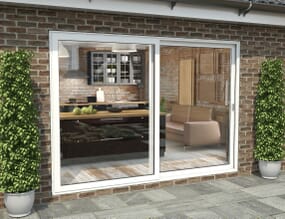 3000mm White Aluminium Sliding Doors RH Sliding / LH Fixed