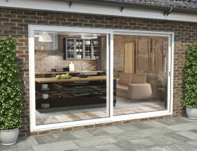 3600mm White Aluminium Sliding Doors RH Sliding / LH Fixed