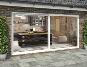 4200mm White Aluminium Sliding Doors LH Sliding / RH Fixed