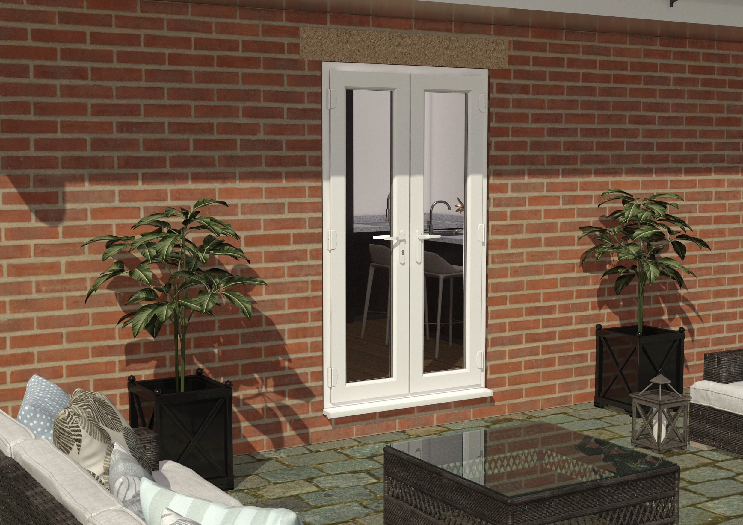 1200mm White UPVC French Doors