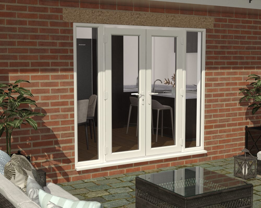 2400mm White UPVC French Doors (1200mm Doors + 2 x 600mm Sidelights)