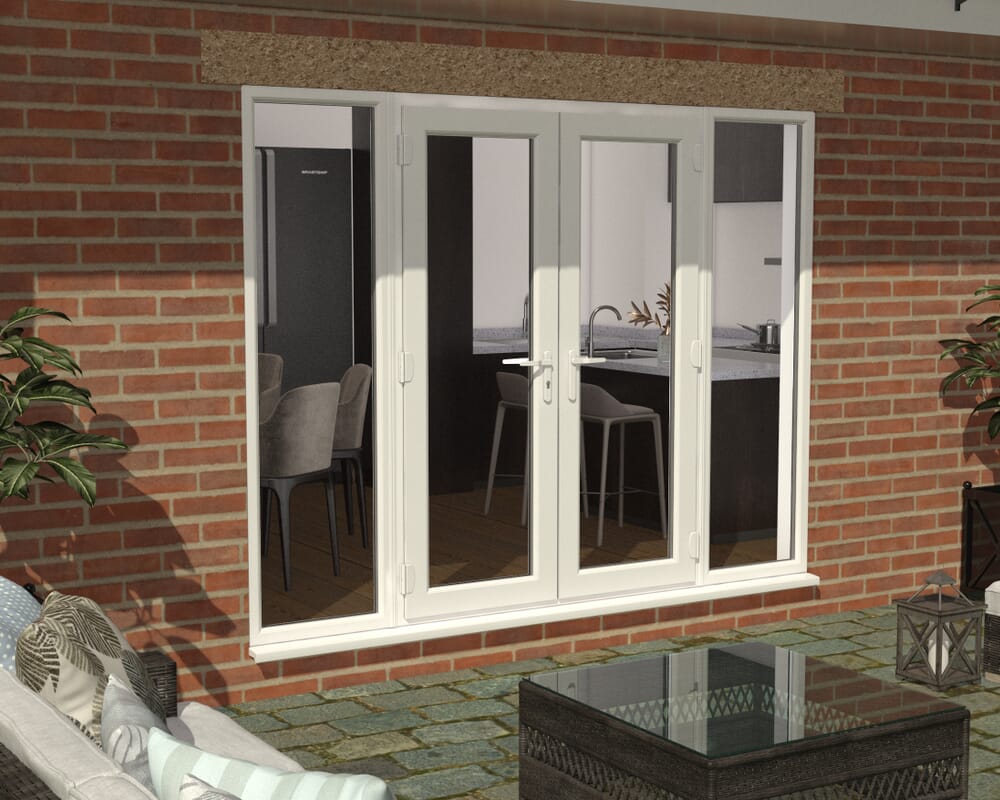 2700mm White UPVC French Doors (1500mm Doors + 2 x 600mm Sidelights)