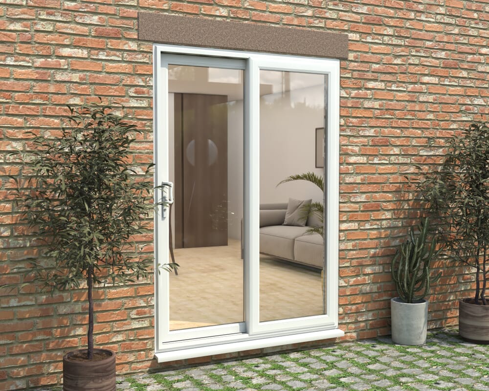 1500mm UPVC White Sliding Doors LH Sliding / RH Fixed