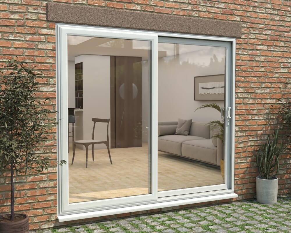2100mm UPVC White Sliding Doors RH Sliding / LH Fixed
