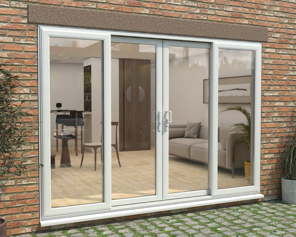 Part Q 3000mm UPVC White Sliding Doors Fixed / Sliding / Sliding / Fixed