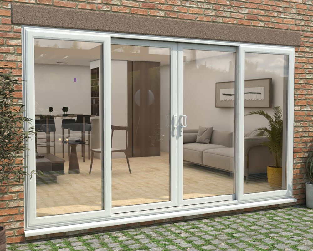 Part Q 3600mm UPVC White Sliding Doors Fixed / Sliding / Sliding / Fixed