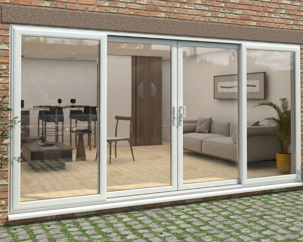 Part Q 4200mm UPVC White Sliding Doors Fixed / Sliding / Sliding / Fixed