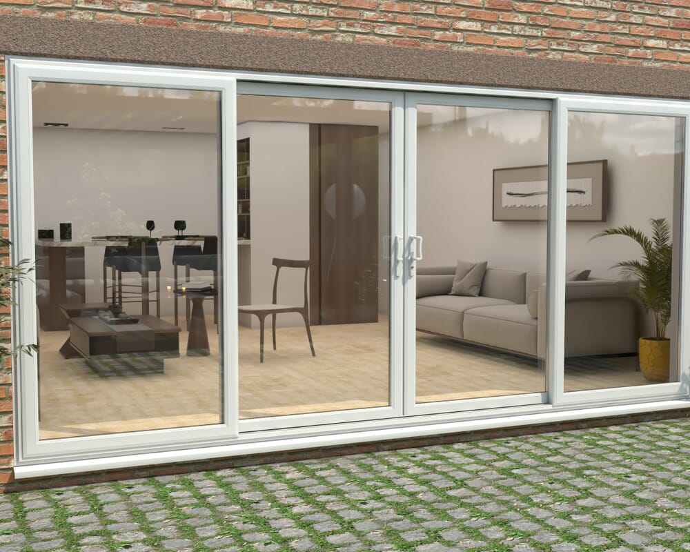Part Q 4500mm UPVC White Sliding Doors Fixed / Sliding / Sliding / Fixed