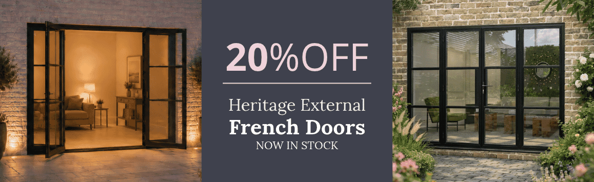20% OFF Black Aluminium Heritage French Doors - NOW IN STOCK