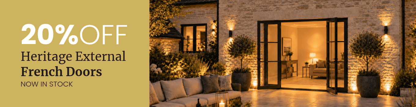 20% OFF Black Aluminium Heritage French Doors - NOW IN STOCK