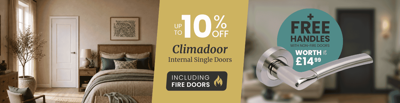 Up to 10% off AND Free Handles on all CLIMADOOR Internal Doors