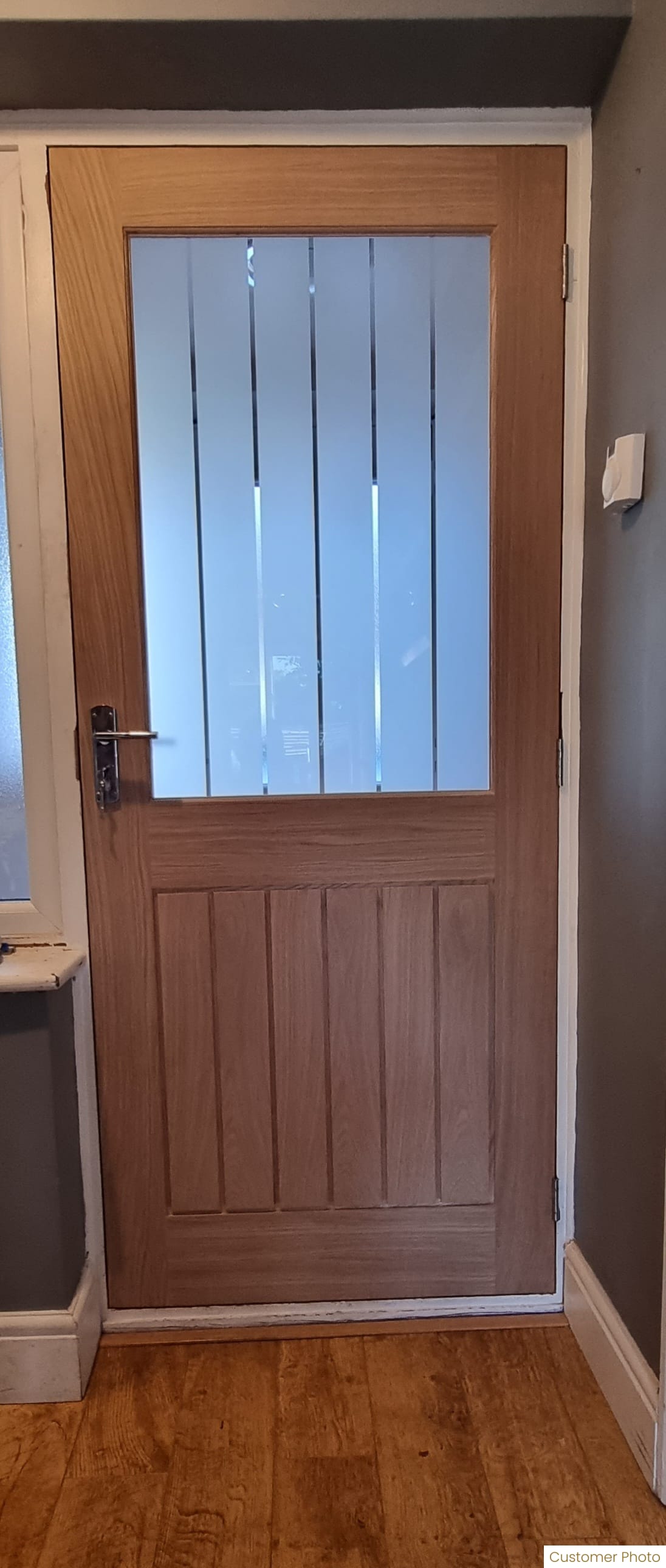 1981 x 838 x 35mm (33") Mexicano Half Light Glazed - Frosted Oak  Internal Door