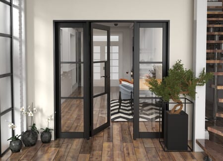 Heritage Black Clear Glazed - Prefinished Internal Door with Sidelights