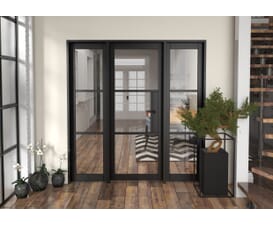 Heritage Black Clear Glazed - Prefinished Internal Door with Sidelights