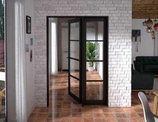 Kensington Black 4L Glazed Prefinished Internal Door with Sidelights