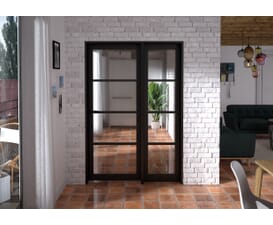 Kensington Black 4L Glazed Prefinished Internal Door with Sidelights
