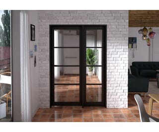 Kensington Black 4L Glazed Prefinished Internal Door with Sidelights