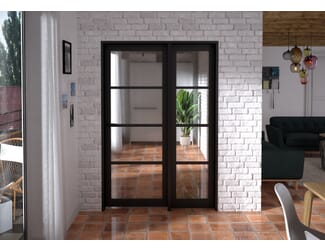 Kensington Black 4L Glazed Prefinished Internal Door with Sidelights