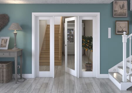 White P10 Clear Glazed Internal Door with Sidelights