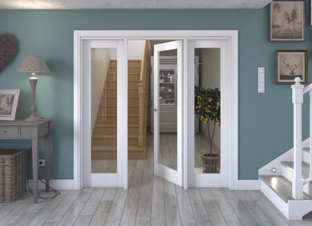 White P10 Clear Glazed Internal Door with Sidelights