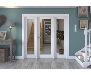 White P10 Clear Glazed Internal Door with Sidelights
