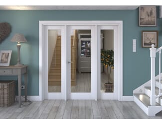 White P10 Clear Glazed Internal Door with Sidelights
