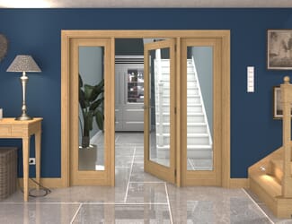 Oak P10 Clear Glazed Internal Door with Sidelights