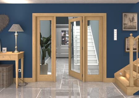 Oak P10 Clear Glazed Internal Door with Sidelights