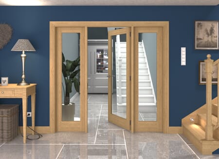 Oak P10 Clear Glazed Internal Door with Sidelights