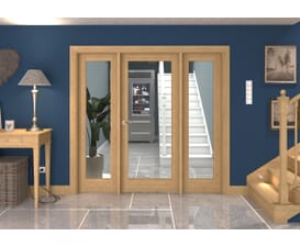 Oak P10 Clear Glazed Internal Door with Sidelights