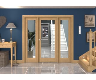 Oak P10 Clear Glazed Internal Door with Sidelights