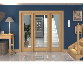 Oak P10 Clear Glazed Internal Door with Sidelights