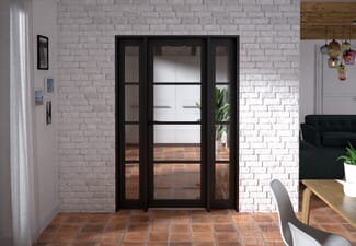 1382x2021x133mm Kensington Black 4L Glazed Prefinished Internal Door with Sidelights