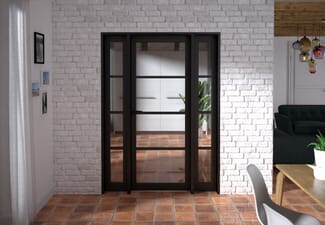 1458x2021x133mm Kensington Black 4L Glazed Prefinished Internal Door with Sidelights
