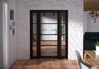 1534x2021x133mm Kensington Black 4L Glazed Prefinished Internal Door with Sidelights