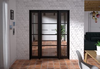 1610x2021x133mm Kensington Black 4L Glazed Prefinished Internal Door with Sidelights