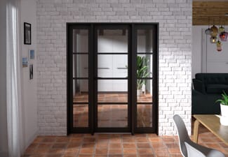 1610x2021x133mm Kensington Black 4L Glazed Prefinished Internal Door with Sidelights
