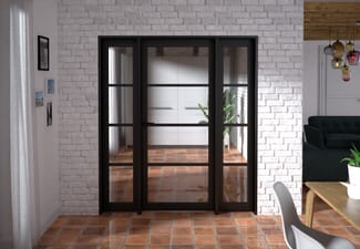1762x2021x133mm Kensington Black 4L Glazed Prefinished Internal Door with Sidelights