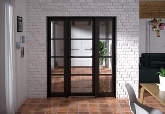 1686x2021x133mm Kensington Black 4L Glazed Prefinished Internal Door with Sidelights