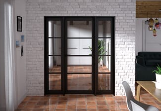 1762x2021x133mm Kensington Black 4L Glazed Prefinished Internal Door with Sidelights