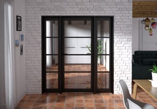 1838x2021x133mm Kensington Black 4L Glazed Prefinished Internal Door with Sidelights
